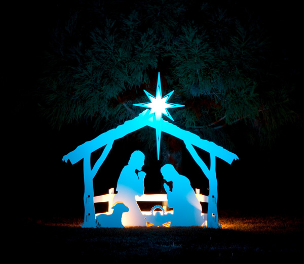 Blue Light Nativity Set photo